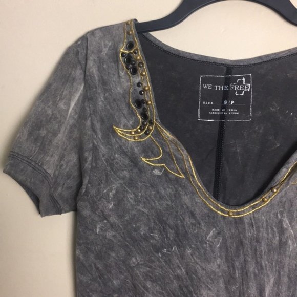 Free People Stone Washed Gold embellishment crop - Picture 2 of 3